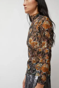 No.6 Store Rosa Turtleneck in Gold Roses