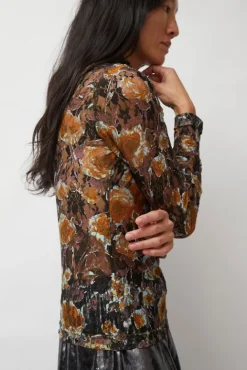 No.6 Store Rosa Turtleneck in Gold Roses