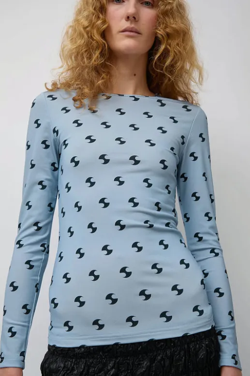 No.6 Store Sara Lycra Top in Blue and Black