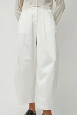 No.6 Store Satin Curved Pants in White