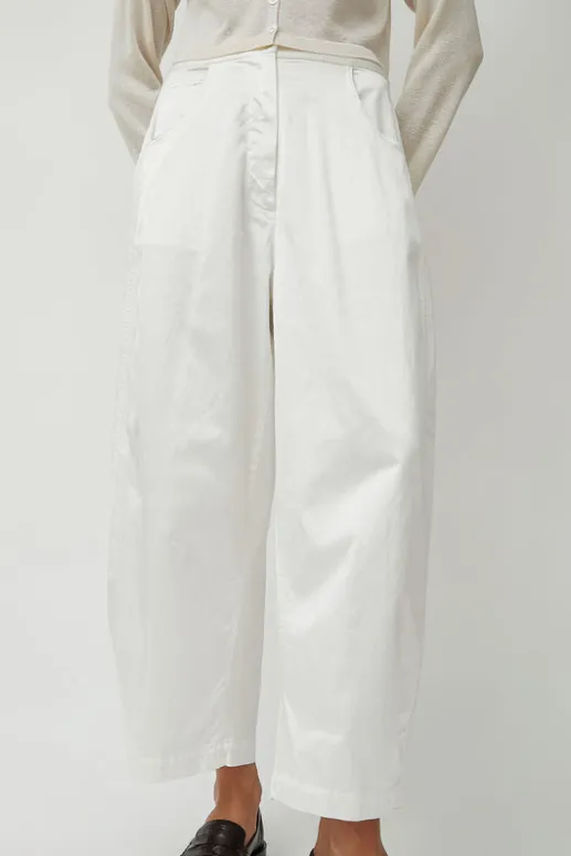 No.6 Store Satin Curved Pants in White