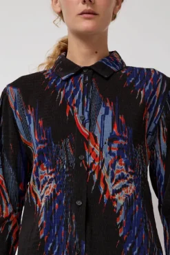 No.6 Store Silhouette Plisse Shirt in Blue Shadow Wing