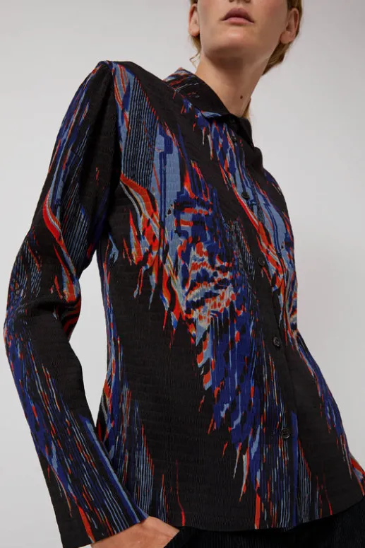 No.6 Store Silhouette Plisse Shirt in Blue Shadow Wing