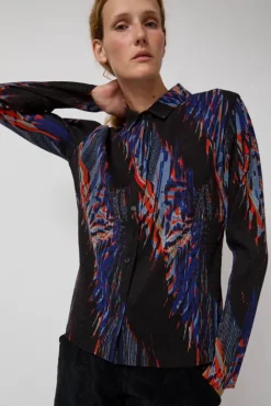 No.6 Store Silhouette Plisse Shirt in Blue Shadow Wing