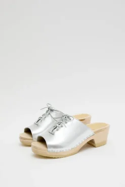 No.6 Store Simone Clog on Mid Heel in Silver