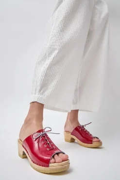 No.6 Store Simone Clog on Mid Heel in Red Patent