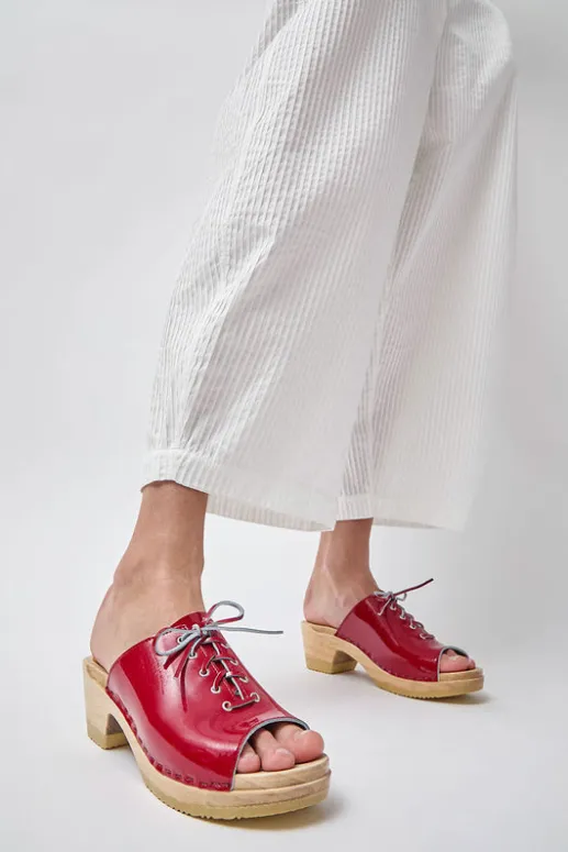 No.6 Store Simone Clog on Mid Heel in Red Patent