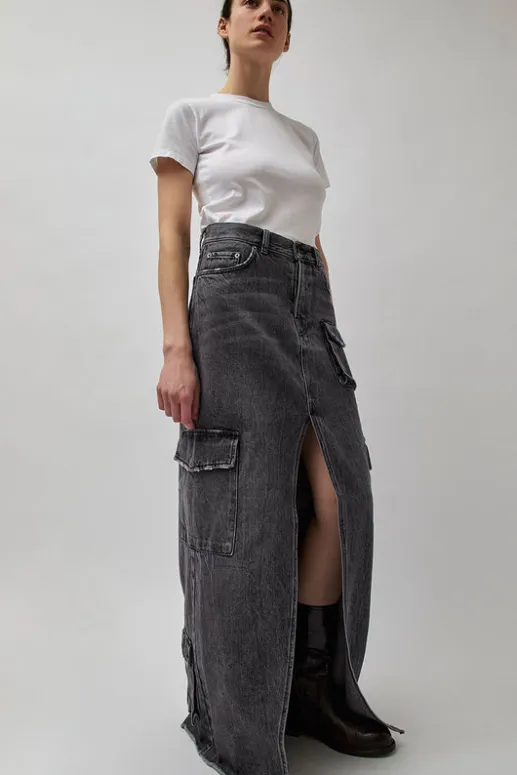No.6 Store Skylar Denim Skirt in Marble Black