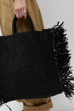 No.6 Store Straight Fringe Square Bag in Black