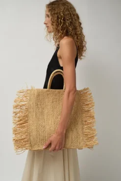 No.6 Store Straight Fringe Square Bag in Natural