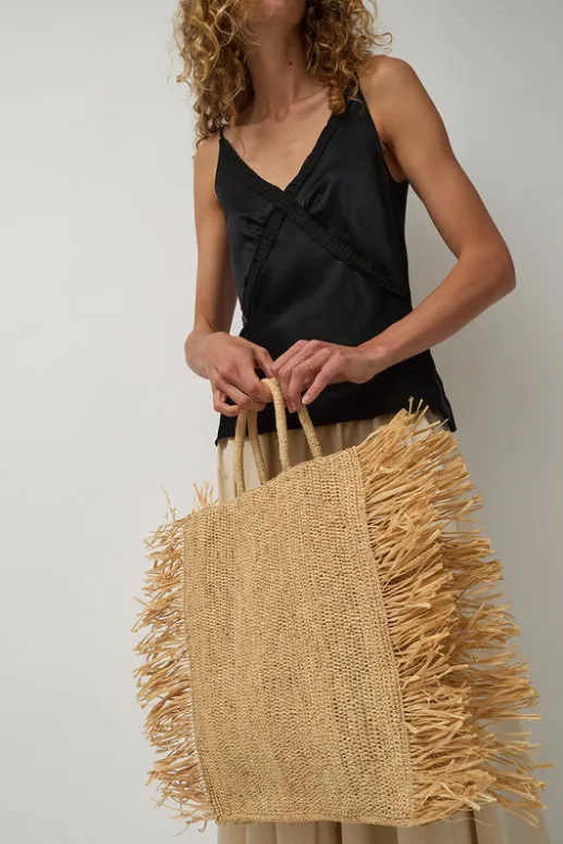 No.6 Store Straight Fringe Square Bag in Natural