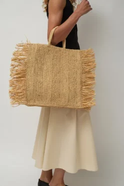 No.6 Store Straight Fringe Square Bag in Natural