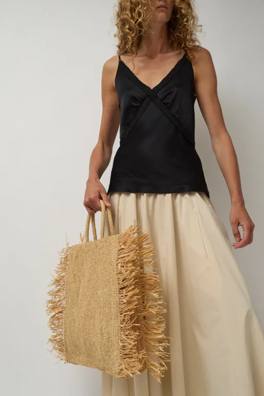 No.6 Store Straight Fringe Square Bag in Natural