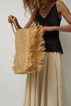 No.6 Store Straight Fringe Square Bag in Natural