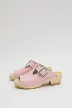No.6 Store T Strap Clog on Mid Heel in Light Pink