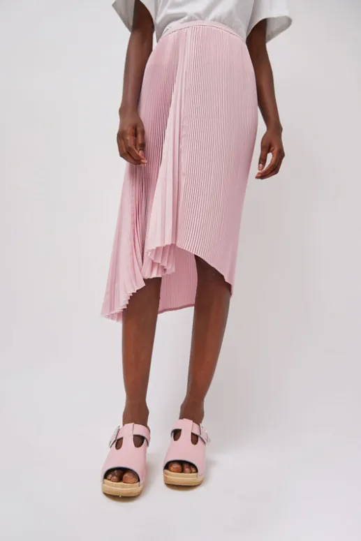 No.6 Store T Strap Clog on Mid Heel in Light Pink