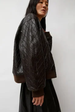 No.6 Store Theo Bomber in Brown Diamond