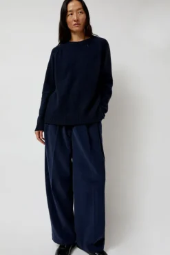 No.6 Store Thin Corduroy Wide Leg Pants in Navy
