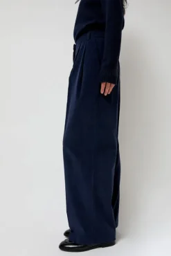 No.6 Store Thin Corduroy Wide Leg Pants in Navy