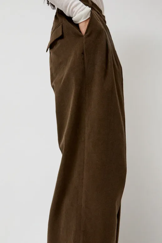 No.6 Store Thin Corduroy Wide Leg Pants in Light Brown