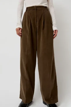 No.6 Store Thin Corduroy Wide Leg Pants in Light Brown