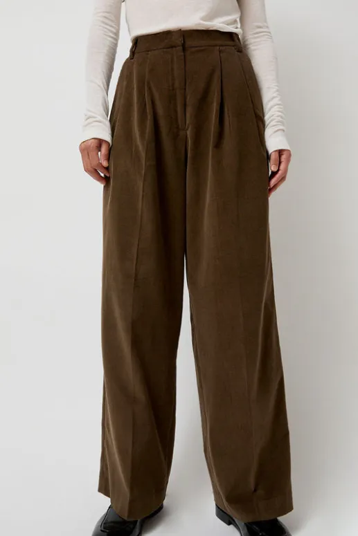 No.6 Store Thin Corduroy Wide Leg Pants in Light Brown
