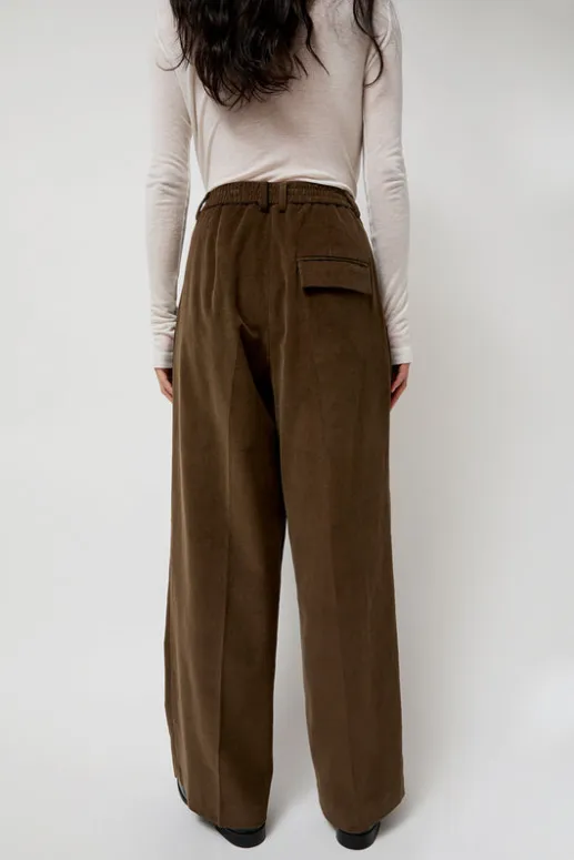 No.6 Store Thin Corduroy Wide Leg Pants in Light Brown