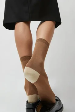 No.6 Store Tricolor Cotton Socks in Brown