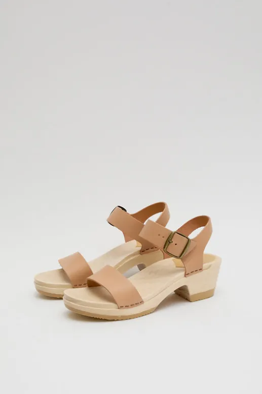No.6 Store Two Strap Clog on Mid Heel in Desert