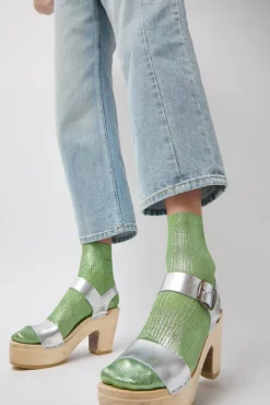 No.6 Store Two Strap Clog on Platform in Silver