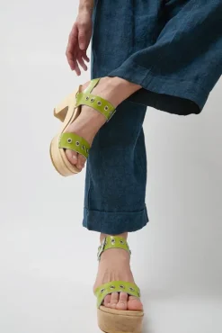 No.6 Store Two Strap Clog on Platform in Apple Patent with Eyelets