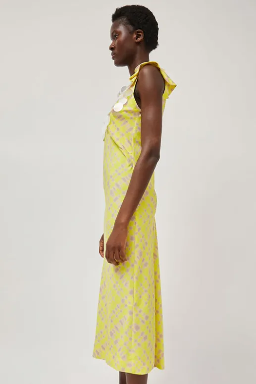No.6 Store V Neck Sequin Dress in Light Yellow Plaid