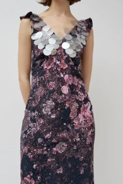 No.6 Store V Neck Sequin Dress in Purple Landscape