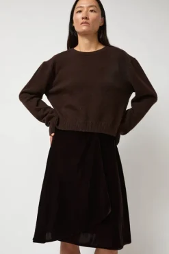 No.6 Store Velvet Midi Wrap Skirt in Brown