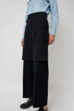 No.6 Store Virgin Wool Layered Trousers in Navy Pinstripe