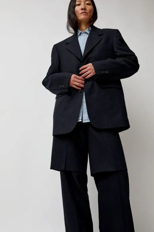 No.6 Store Virgin Wool Oversized Tailored Jacket in Navy Pinstripe