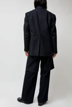 No.6 Store Virgin Wool Oversized Tailored Jacket in Navy Pinstripe
