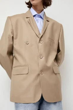 No.6 Store Virgin Wool Single Breasted Blazer in Beige