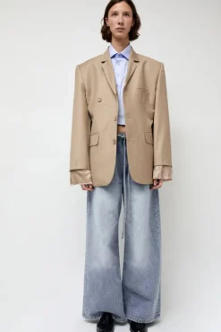 No.6 Store Virgin Wool Single Breasted Blazer in Beige