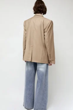 No.6 Store Virgin Wool Single Breasted Blazer in Beige