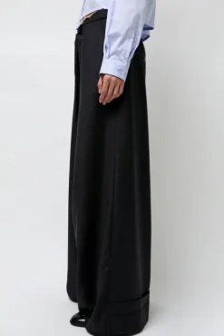 No.6 Store Virgin Wool Tailored Shared Pants in Black