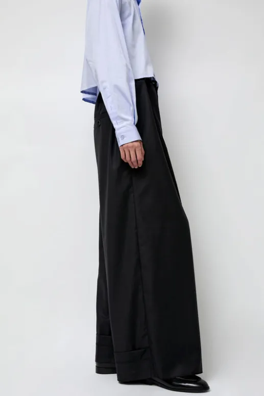 No.6 Store Virgin Wool Tailored Shared Pants in Black