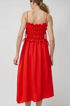 No.6 Store Viscose Gathered Dress in Coral