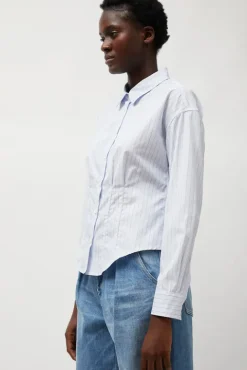 No.6 Store Waisted Shirt in English Stripe