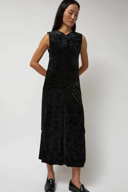 No.6 Store Washed Velvet Long Dress in Black