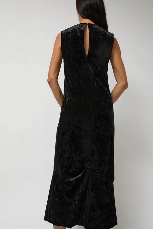 No.6 Store Washed Velvet Long Dress in Black