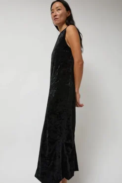 No.6 Store Washed Velvet Long Dress in Black