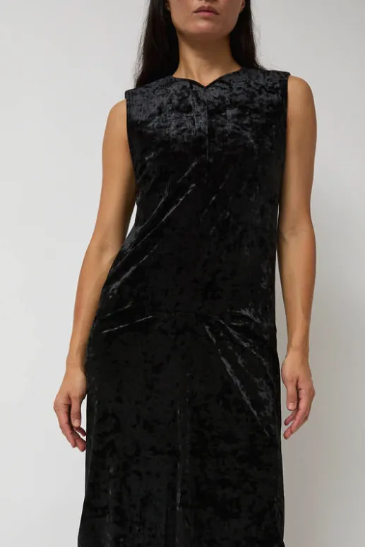No.6 Store Washed Velvet Long Dress in Black