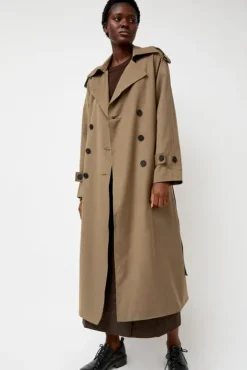 No.6 Store Wool Blend Long Trench in Light Olive