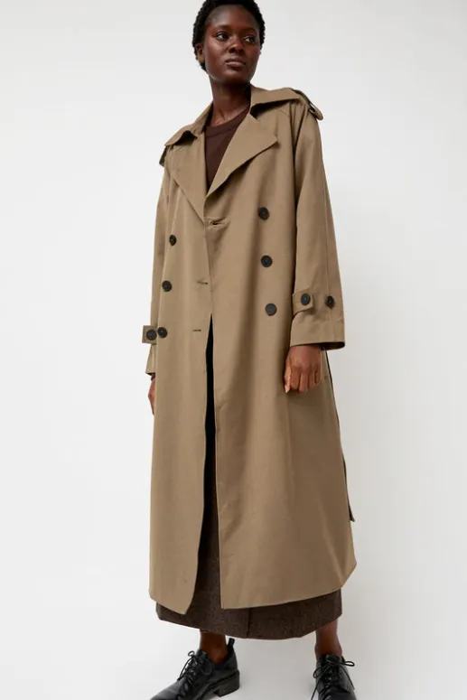 No.6 Store Wool Blend Long Trench in Light Olive